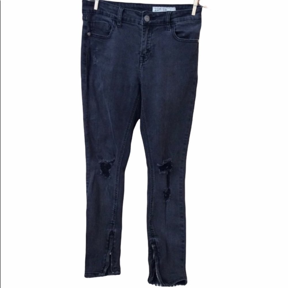 Pistola Distressed Zipper Ankle Skinny Jeans Size 28